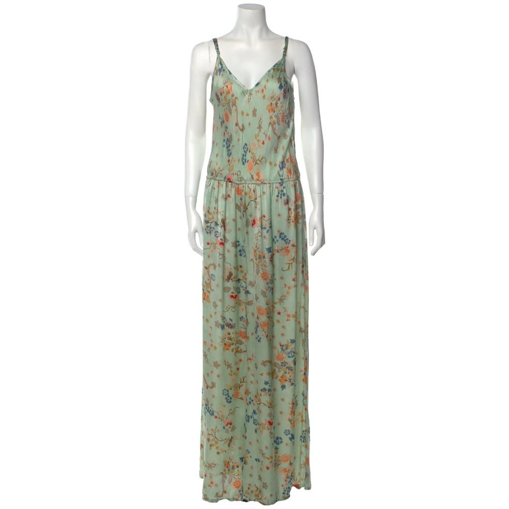 Mes Demoiselles 100% Silk Mint Floral Lightweight Designer Strappy Jumpsuit 6